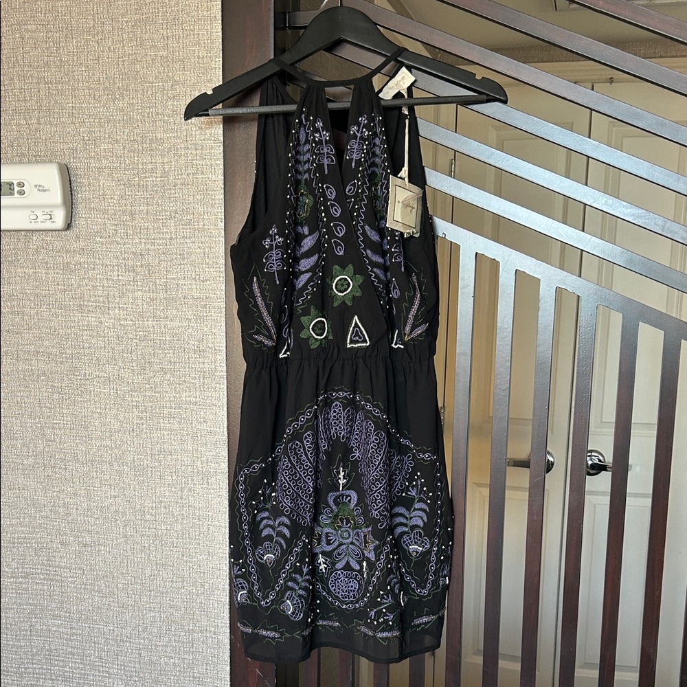 Elegant Black and Purple Women's Mini Dress
